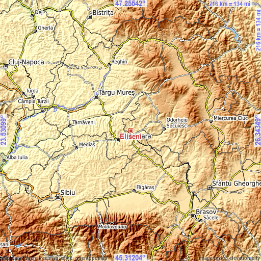 Topographic map of Eliseni