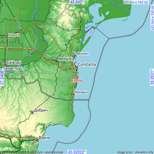 Topographic map of Eforie