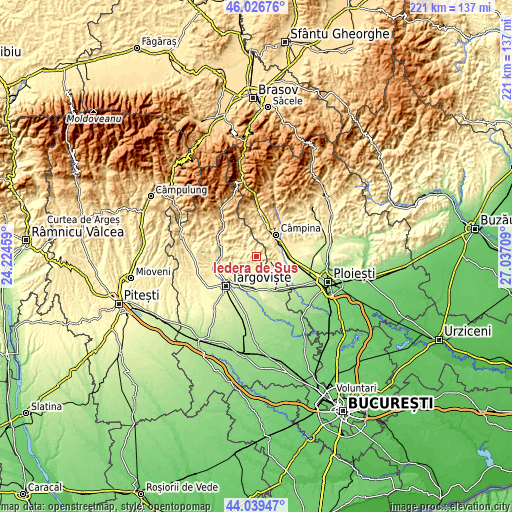 Topographic map of Iedera de Sus