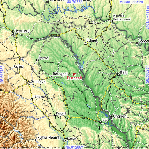 Topographic map of Durneşti