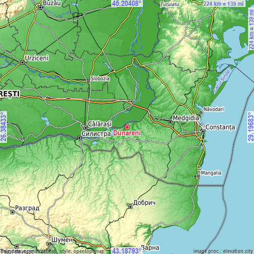 Topographic map of Dunăreni