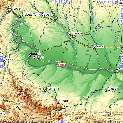 Topographic map of Cârna