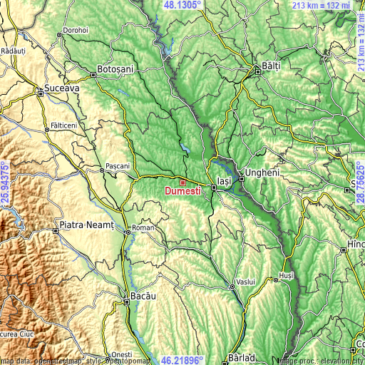 Topographic map of Dumeşti