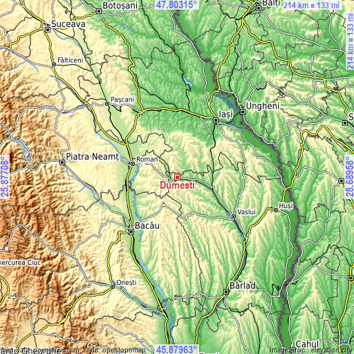 Topographic map of Dumeşti