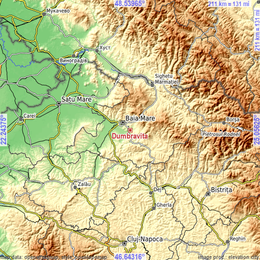 Topographic map of Dumbrăviţa