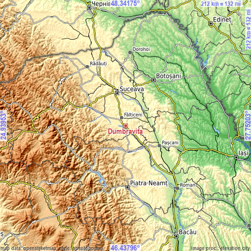 Topographic map of Dumbrăvița