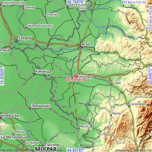 Topographic map of Dumbrăviţa