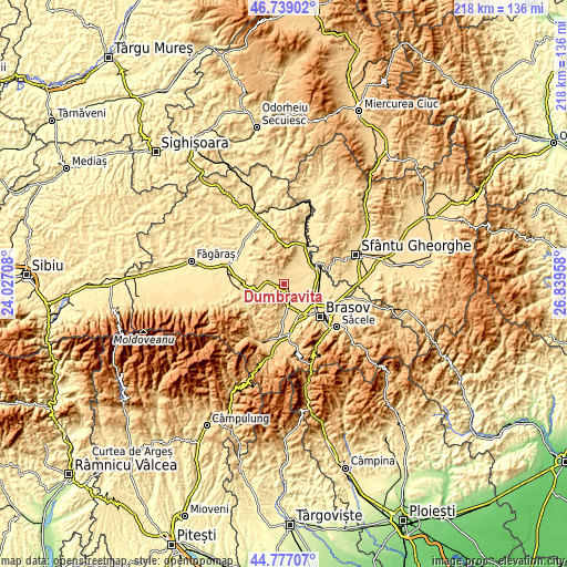 Topographic map of Dumbrăviţa