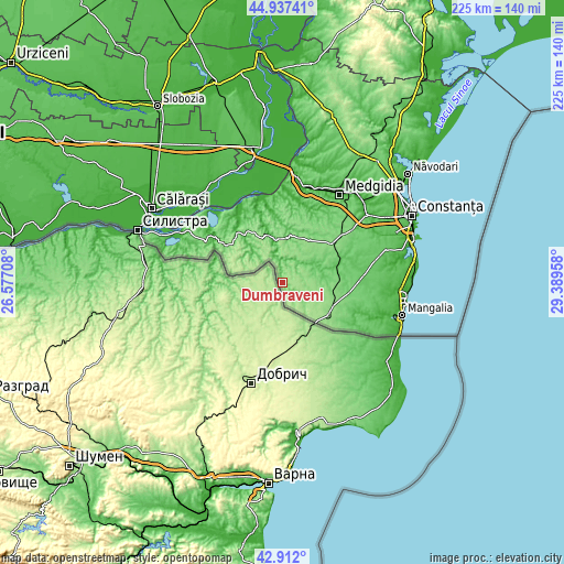 Topographic map of Dumbrăveni