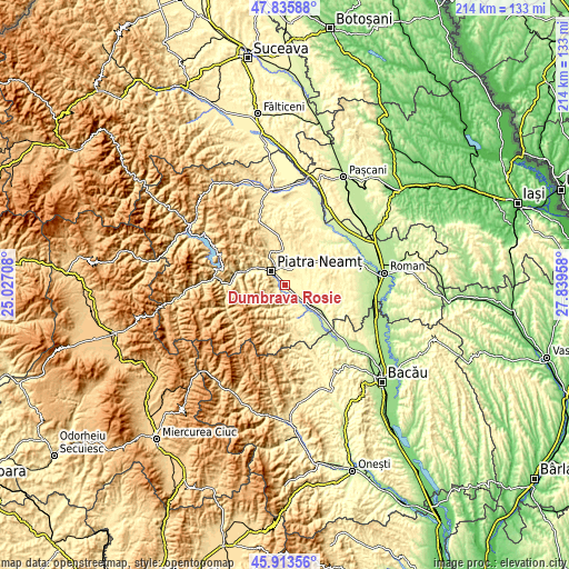 Topographic map of Dumbrava Roşie