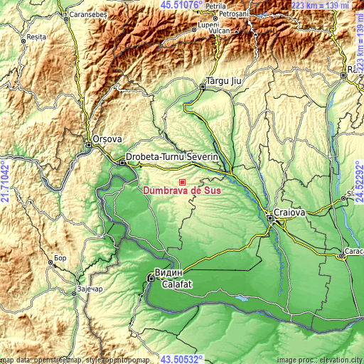 Topographic map of Dumbrava de Sus