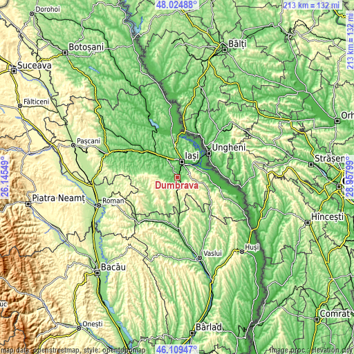 Topographic map of Dumbrava