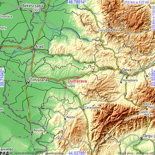 Topographic map of Dumbrava