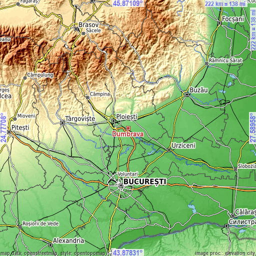 Topographic map of Dumbrava