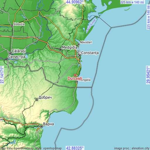 Topographic map of Dulcești