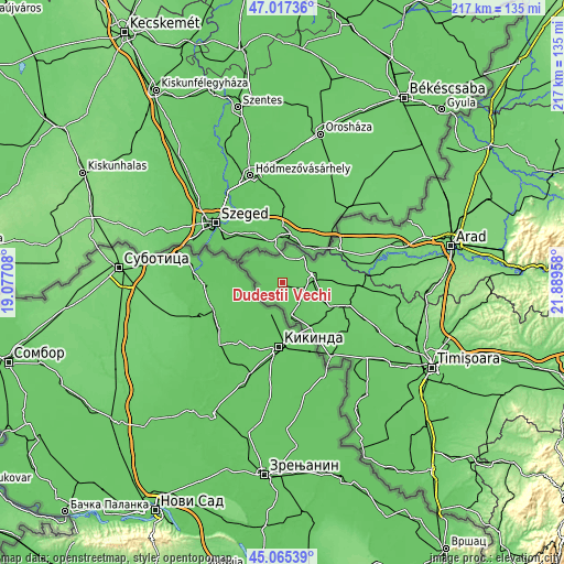 Topographic map of Dudeştii Vechi