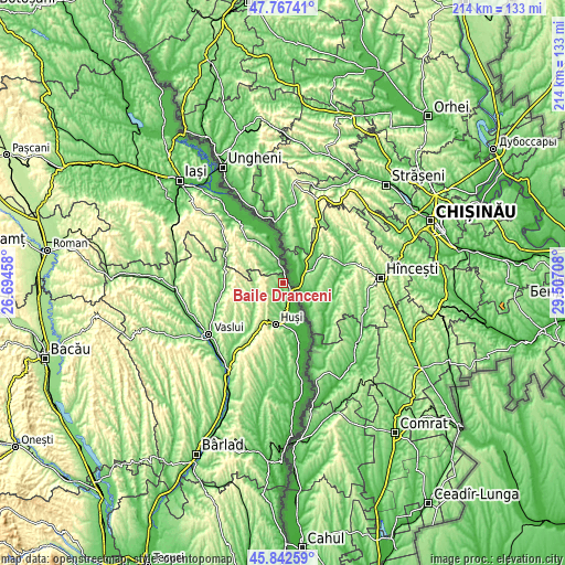 Topographic map of Băile Drânceni