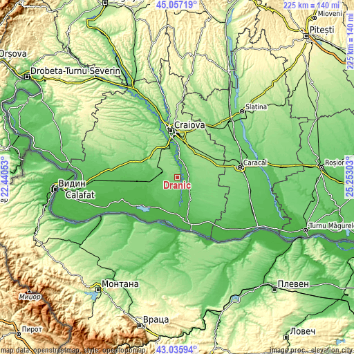 Topographic map of Drănic