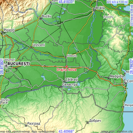 Topographic map of Drajna Nouă