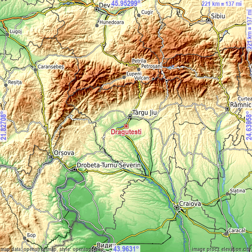 Topographic map of Drăguţeşti