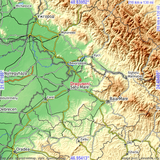 Topographic map of Drăgușeni