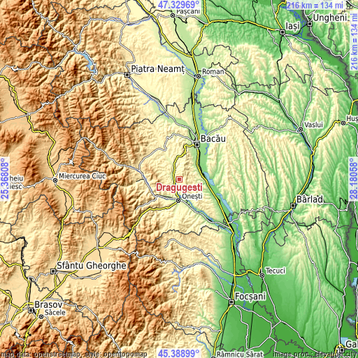 Topographic map of Drăgugești