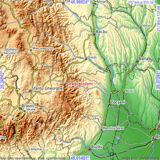 Topographic map of Dragosloveni