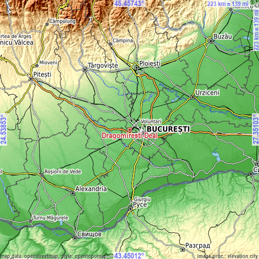 Topographic map of Dragomirești-Deal