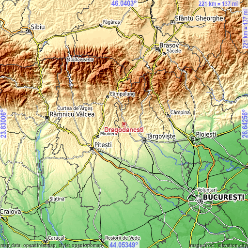 Topographic map of Dragodănești