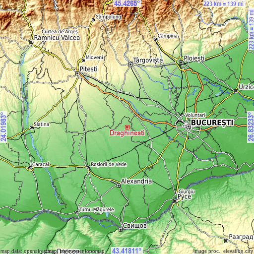 Topographic map of Drăghinești