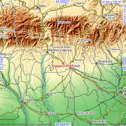 Topographic map of Drăganu-Olteni