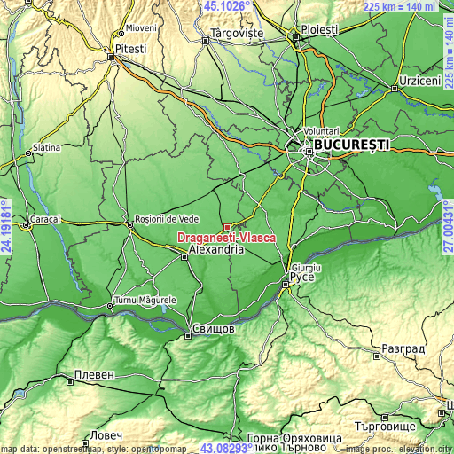 Topographic map of Drăgăneşti-Vlaşca