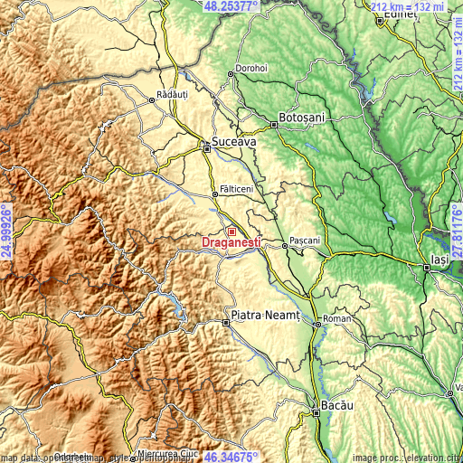 Topographic map of Drăgănești