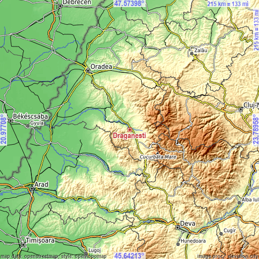 Topographic map of Drăgăneşti