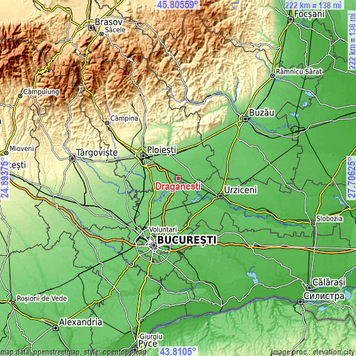 Topographic map of Drăgăneşti