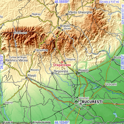 Topographic map of Drăgăneasa