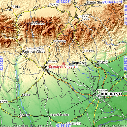 Topographic map of Drăgăești Ungureni