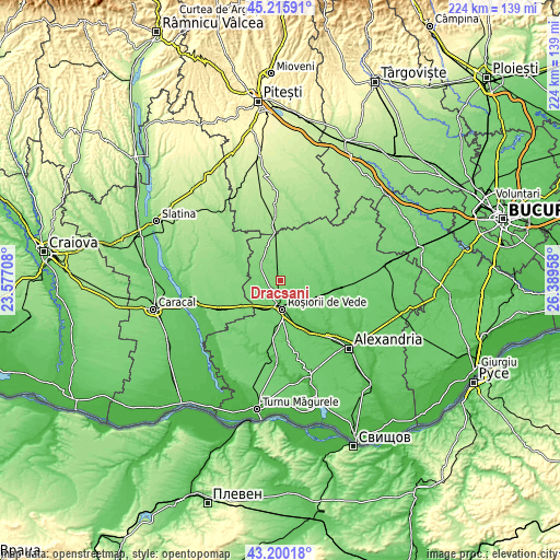 Topographic map of Drăcşani