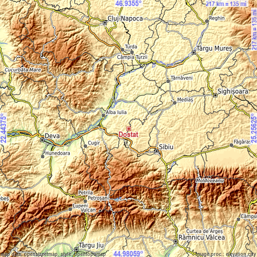 Topographic map of Doştat