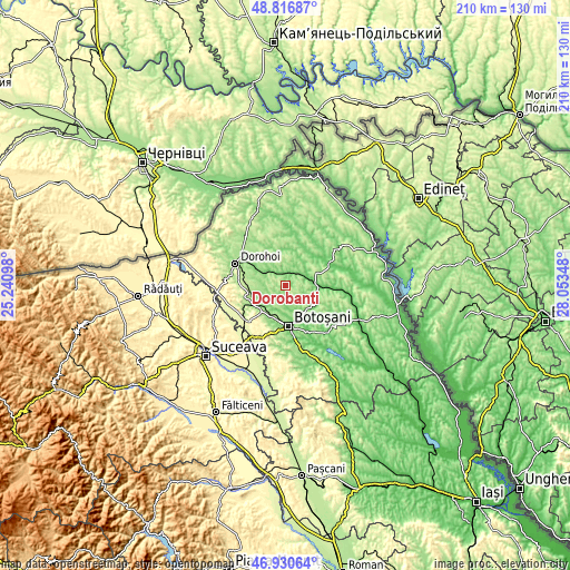 Topographic map of Dorobanți