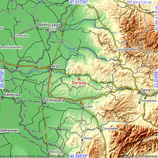 Topographic map of Dorgoş