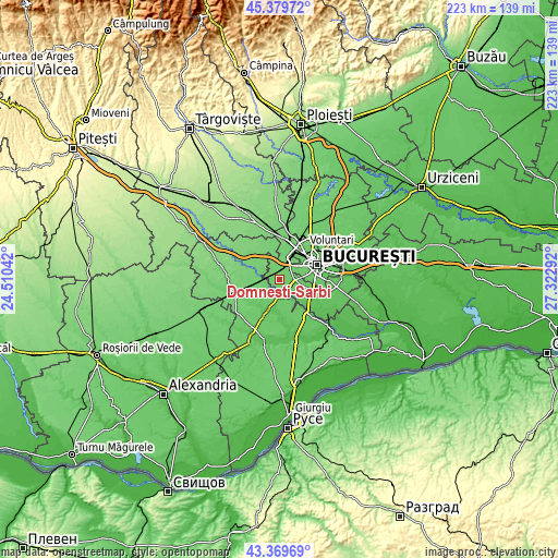Topographic map of Domneşti-Sârbi