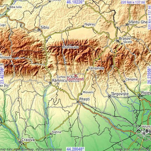 Topographic map of Domneşti