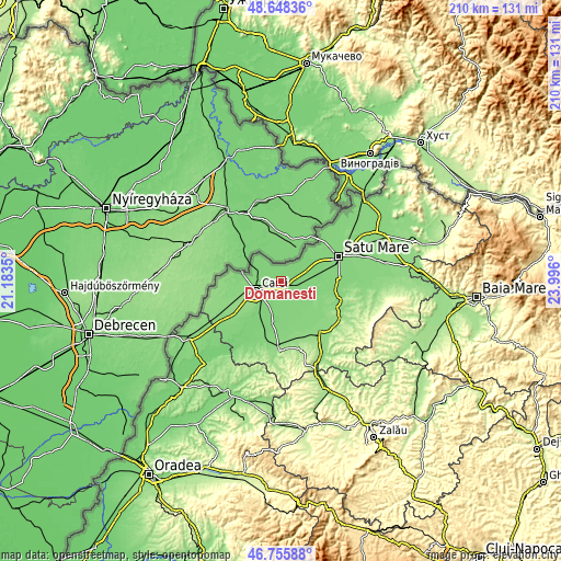 Topographic map of Domănești