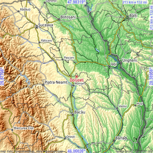 Topographic map of Doljeşti