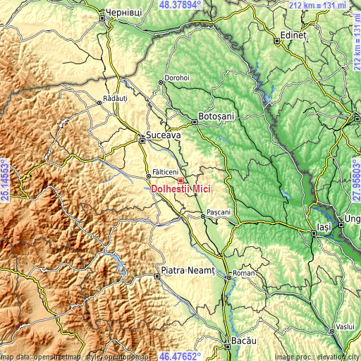 Topographic map of Dolheștii Mici