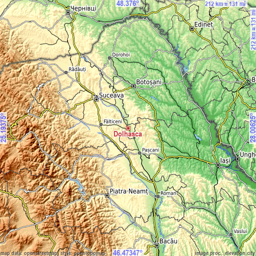 Topographic map of Dolhasca