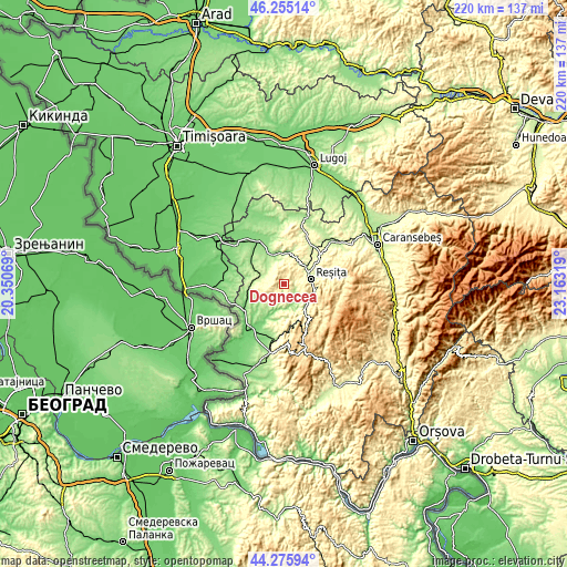 Topographic map of Dognecea