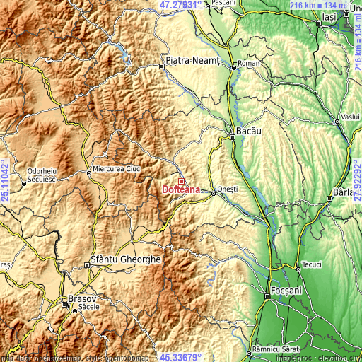 Topographic map of Dofteana