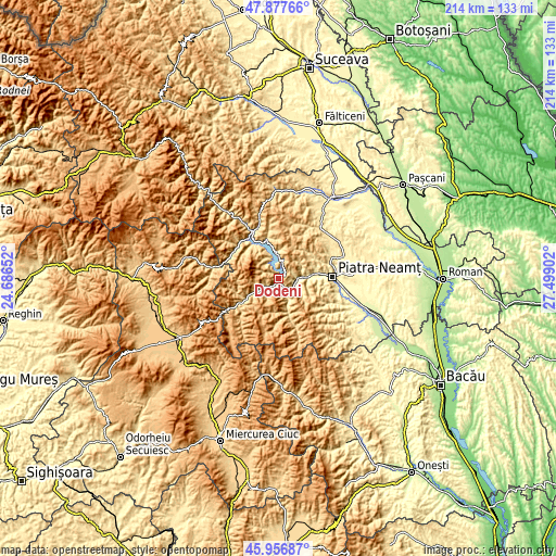 Topographic map of Dodeni